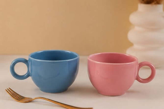 Jasper & Pine Bubble Duo Cup & Saucer Set | Pastel Ceramic Coffee Cups