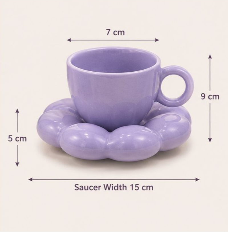 Jasper & Pine Aesthetic Purple Bubble Cup & Saucer