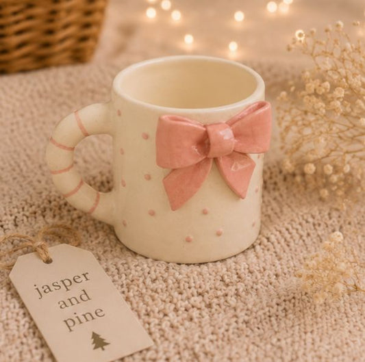 The 3D Pink Bow Ceramic Mug by Jasper & Pine Co.