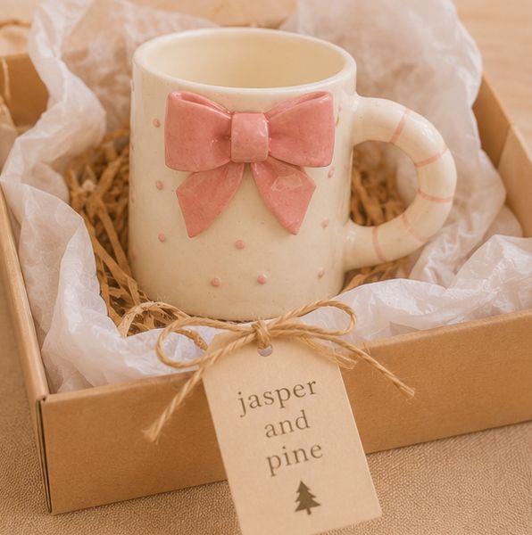 The 3D Pink Bow Ceramic Mug by Jasper & Pine Co.