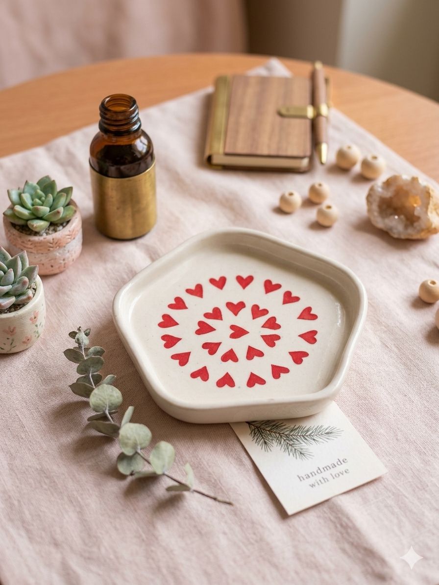Wavy Edge Heart Ceramic Cup & Saucer (Set of 2) by Jasper & Pine Co.