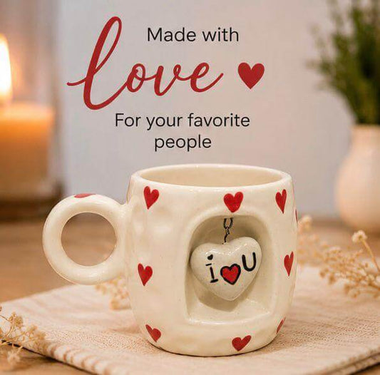 Jasper & Pine Love Locket Mug | Handcrafted Heart Charm Ceramic Cup