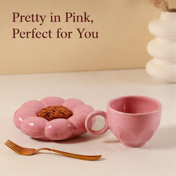 Jasper & Pine Bubble Duo Cup & Saucer Set | Pastel Ceramic Coffee Cups