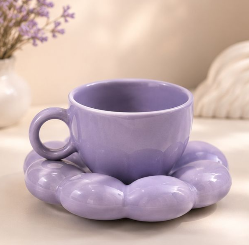Jasper & Pine Aesthetic Purple Bubble Cup & Saucer