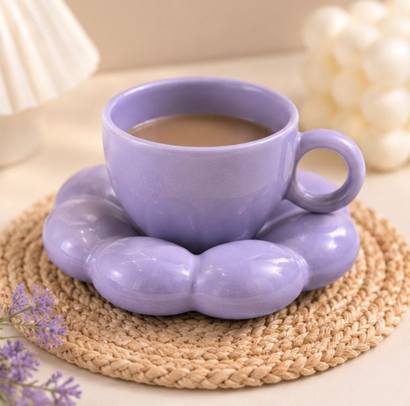 Jasper & Pine Aesthetic Purple Bubble Cup & Saucer