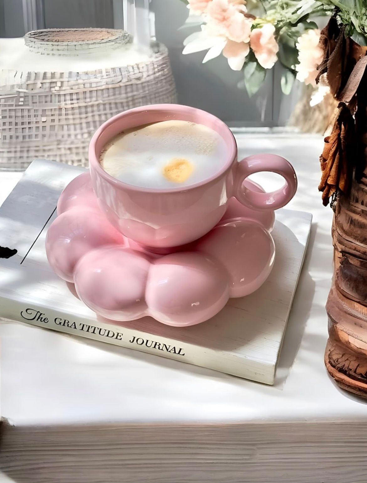 Jasper & Pine Aesthetic Pink Bubble Cup & Saucer