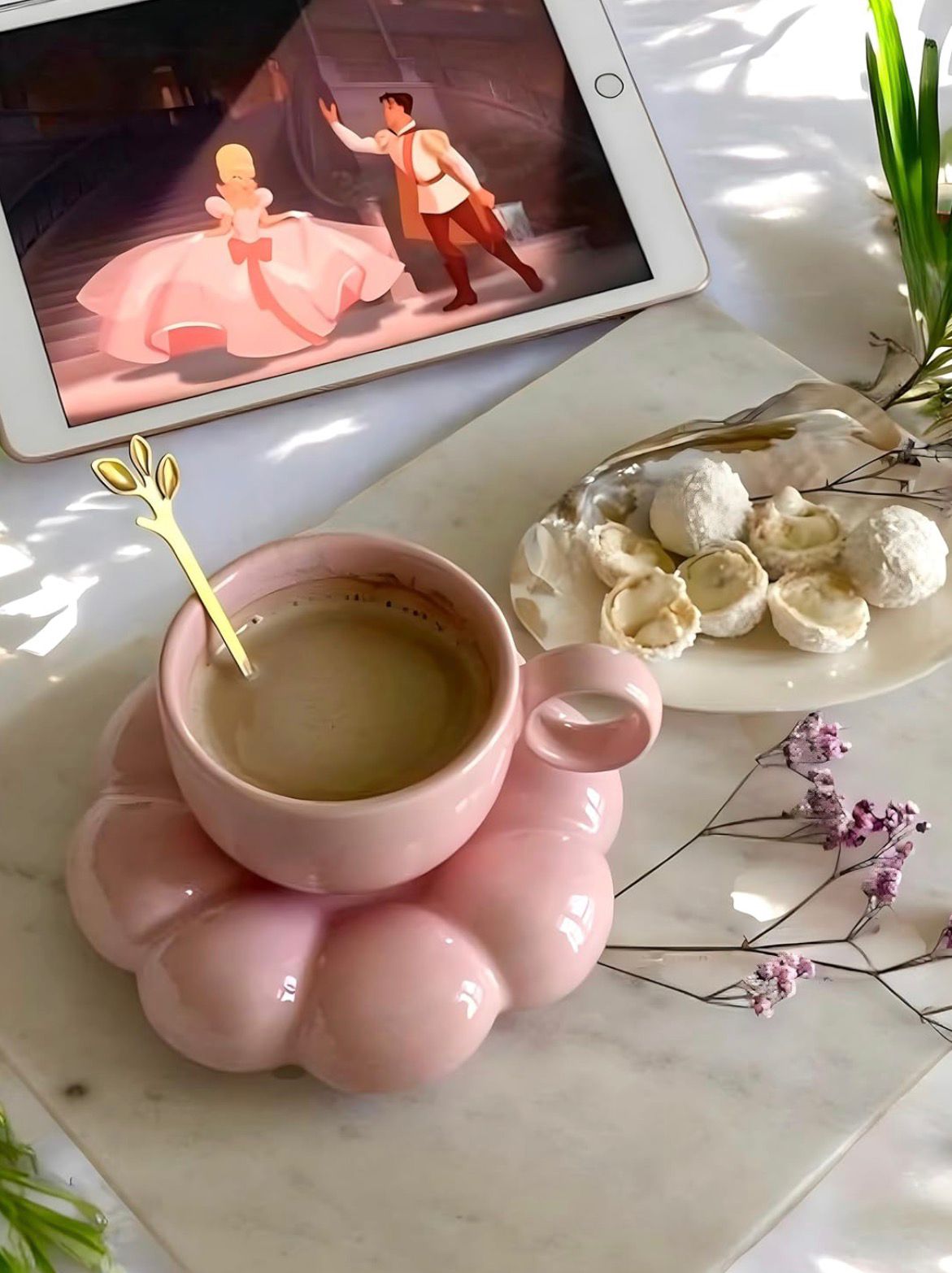 Jasper & Pine Aesthetic Pink Bubble Cup & Saucer