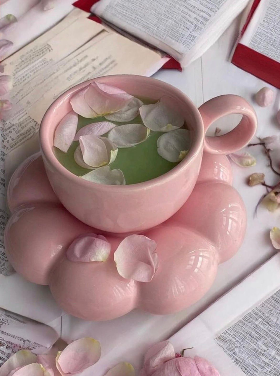 Jasper & Pine Aesthetic Pink Bubble Cup & Saucer