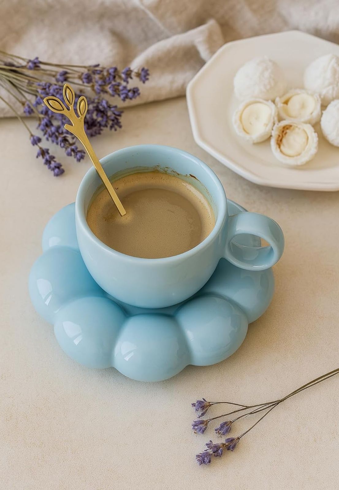 Jasper & Pine Aesthetic Blue Bubble Cup & Saucer