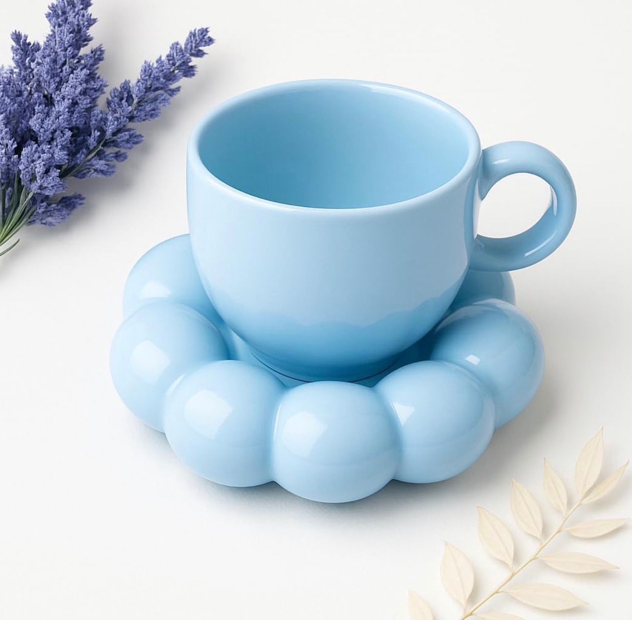 Jasper & Pine Aesthetic Blue Bubble Cup & Saucer