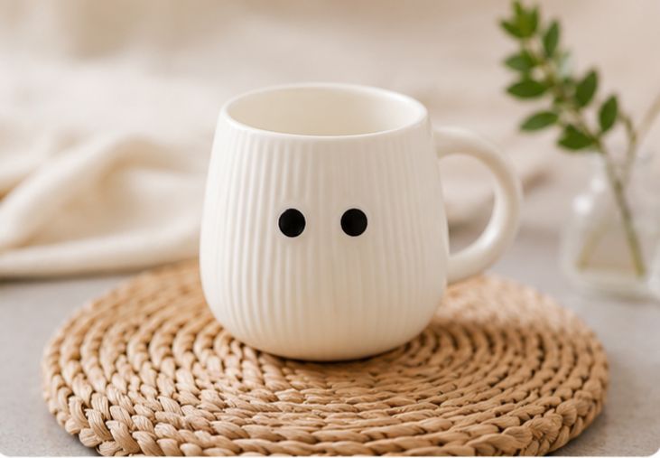 🍄 Cute Mushroom Ceramic Mug with Lid | Kawaii Coffee & Tea Cup
