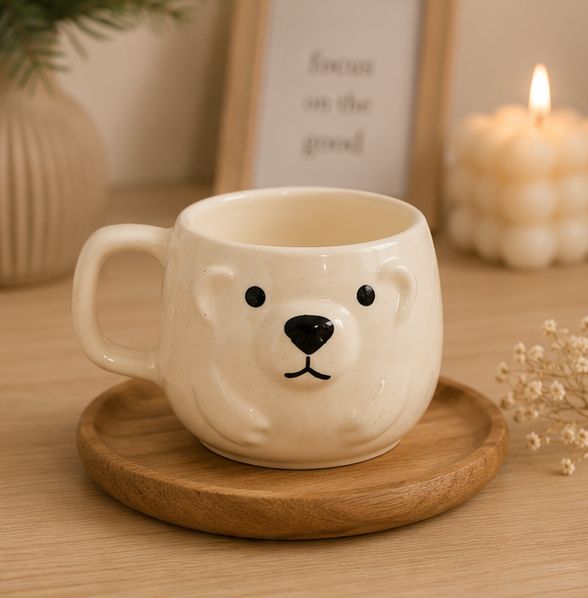 Cozy White Bear Ceramic Mug by Jasper & Pine Co.