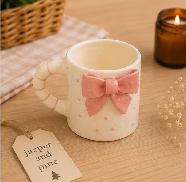 The 3D Pink Bow Ceramic Mug by Jasper & Pine Co.