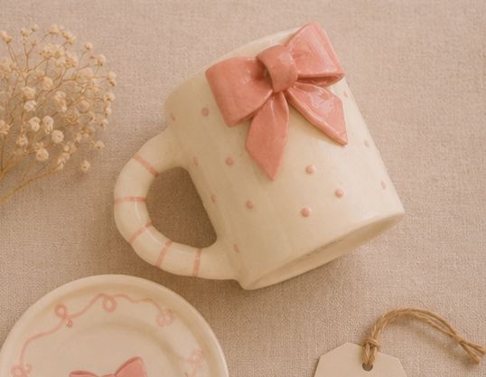 The 3D Pink Bow Ceramic Mug by Jasper & Pine Co.