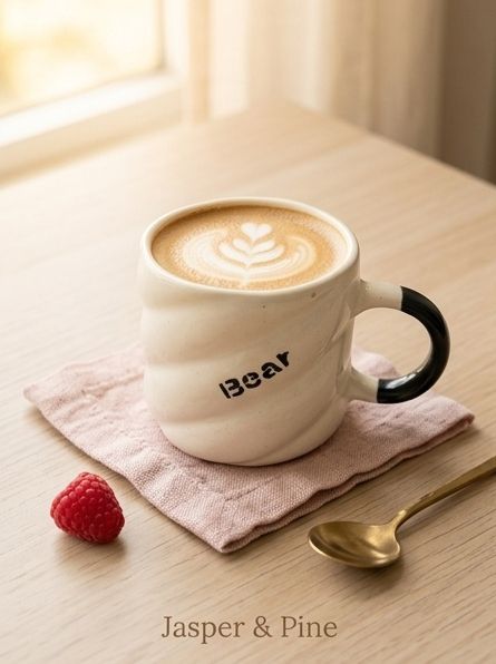 The Swirl Texture Bear Mug with Lid (Set of 2) by Jasper & Pine Co.