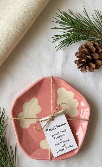 Pink Cloud Wavy Ceramic Cup & Saucer (Set of 2) by Jasper & Pine Co.