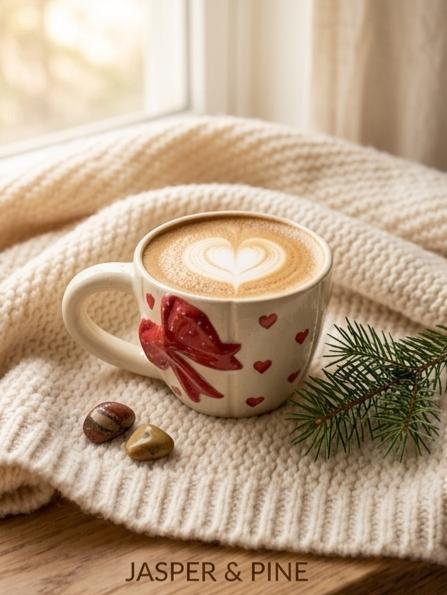 The 3D Red Bow & Hearts Ceramic Mug by Jasper & Pine Co.