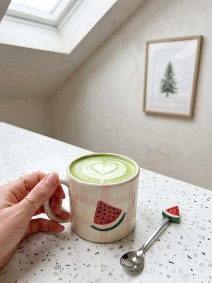 The Watermelon Gingham Ceramic Mug by Jasper & Pine Co