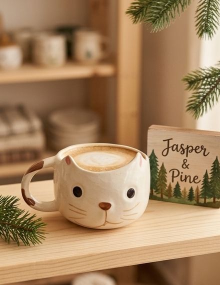 The Whimsical Cat Ceramic Latte Mug by Jasper & Pine Co.