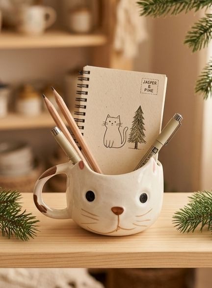 The Whimsical Cat Ceramic Latte Mug by Jasper & Pine Co.
