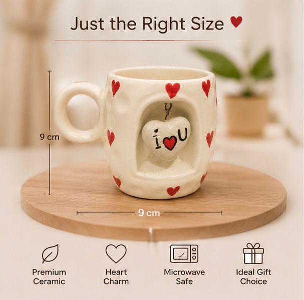 Jasper & Pine Love Locket Mug | Handcrafted Heart Charm Ceramic Cup