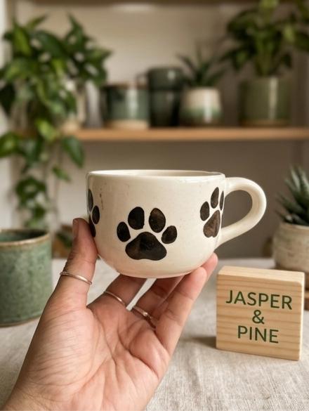The Little Paws Ceramic Latte Mug by Jasper & Pine Co.