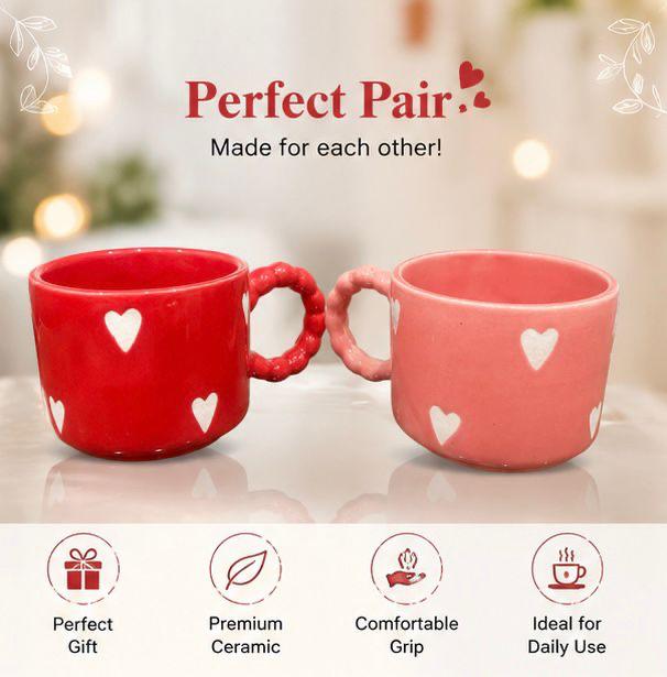 Jasper & Pine LoveLink Mug Set | Handcrafted Couple Coffee Cups