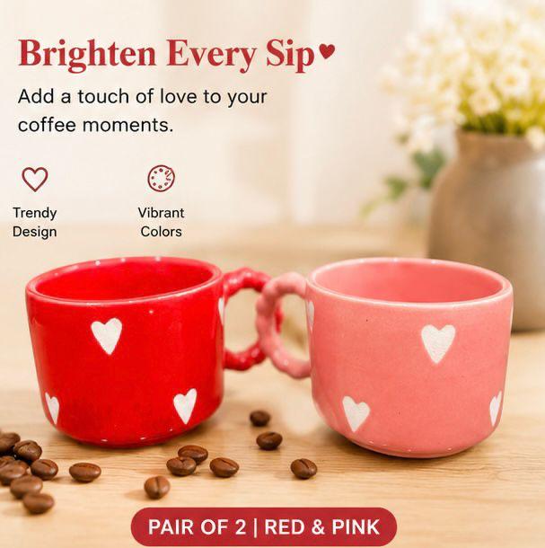 Jasper & Pine LoveLink Mug Set | Handcrafted Couple Coffee Cups